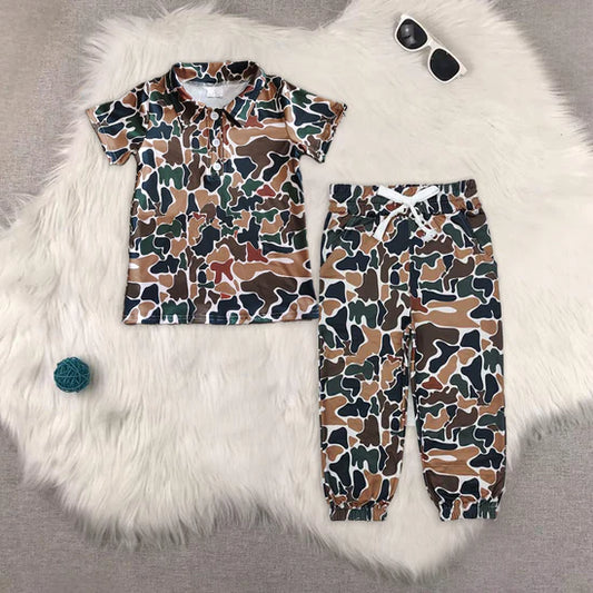 Baby Boys  Brown Camouflage Pullover Top Jogger Pants Outfits