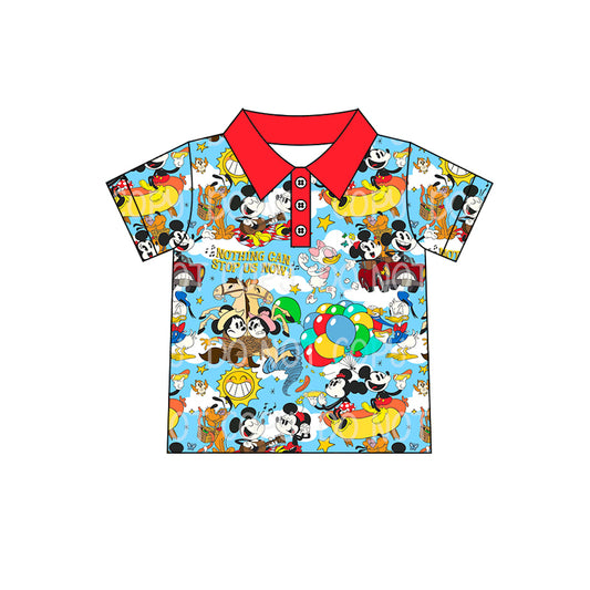 Preorder moq 5 Baby Boys Short Sleeve Cartoon Mouses Button Polo Shirt Top