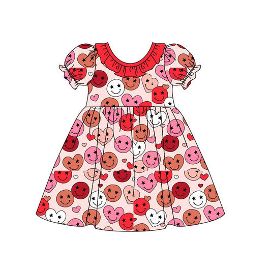 Baby Girls Valentines Smile Short Sleeve Knee Length Dresses preorder(MOQ 5)