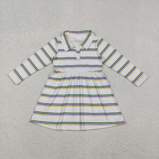 Baby Girls Mardigras Stripes Button Knee Length Dresses