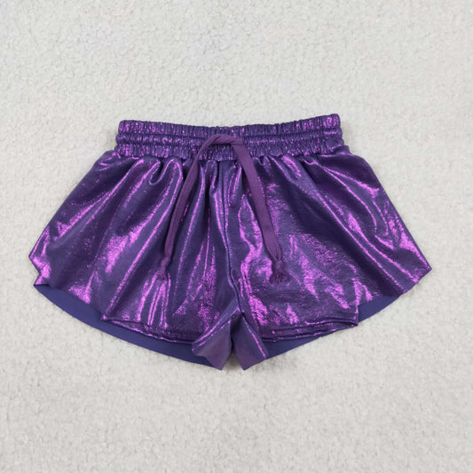 Baby Girls Purple Leather Ruffle Shorts Bottoms