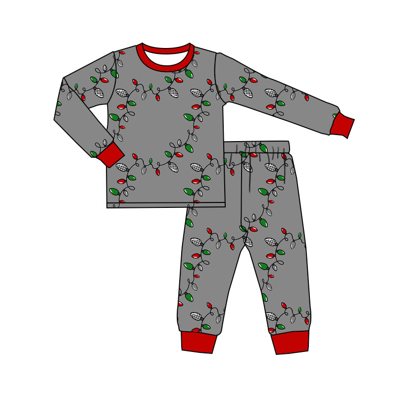 Baby Boys Christmas Lights Shirt Top Pants Pajamas Clothes Sets preorder(MOQ 5)