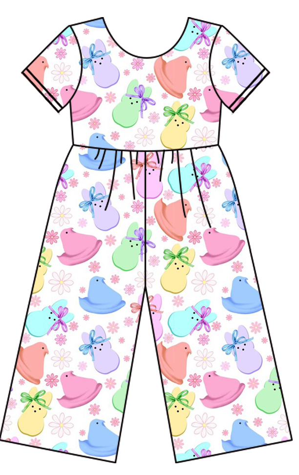 Preorder moq 5 (each item)Baby Girls Short Sleeve Rabbits Bows Flowers Pants Jumpsuits