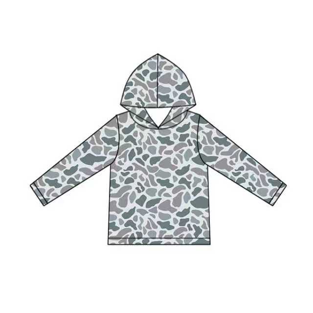Preorder moq 5 Adult Men Long Sleeves Grey Camo Hoodies Top