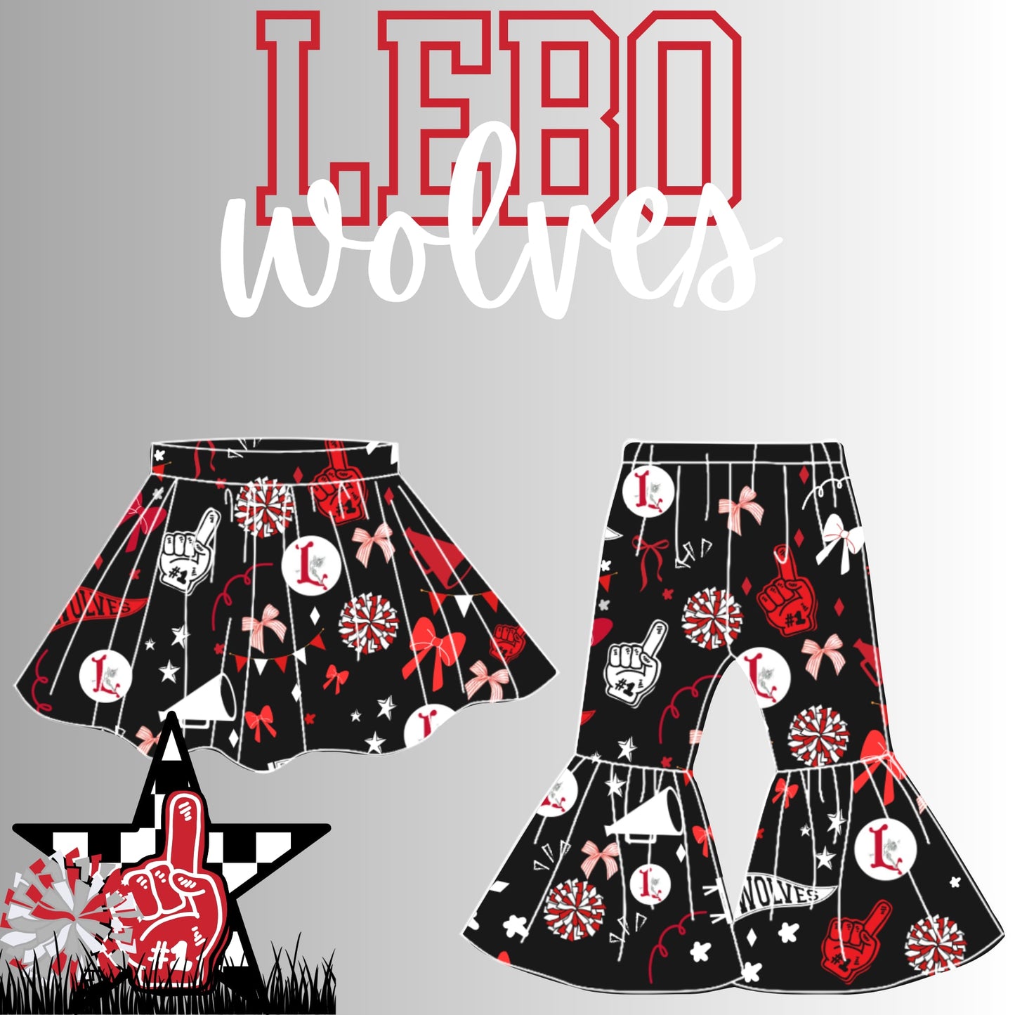 Preorder(moq 8 Each)Baby Girls Lebo Wolves Skorts and Pants Team