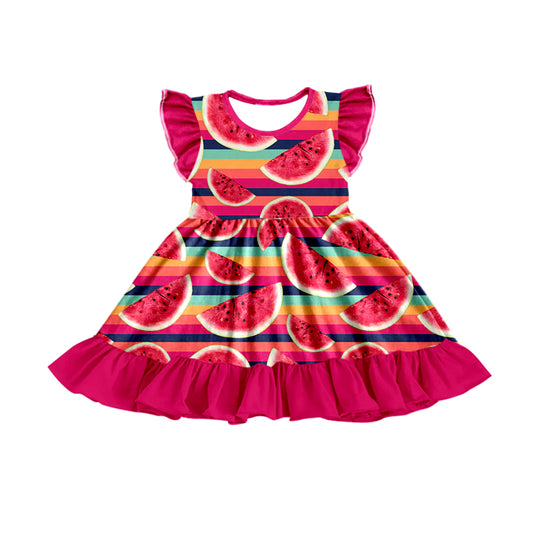 Baby Girls Watermelon Flutter Sleeve Twirl Dresses preorder(moq 5)