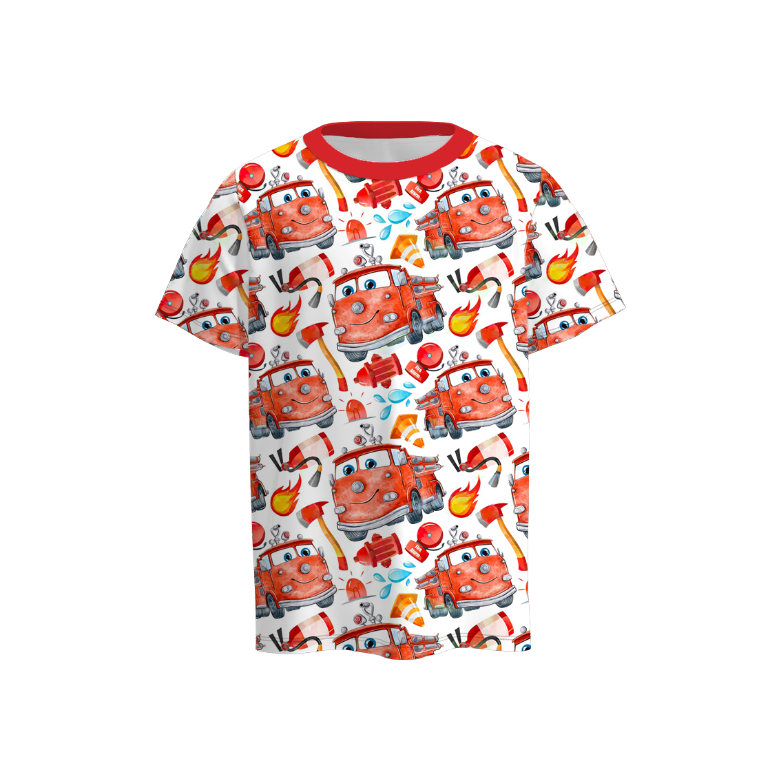 Baby Boys Cars Cartoon Firetruck Tee Shirts Tops Preorder(moq 5)