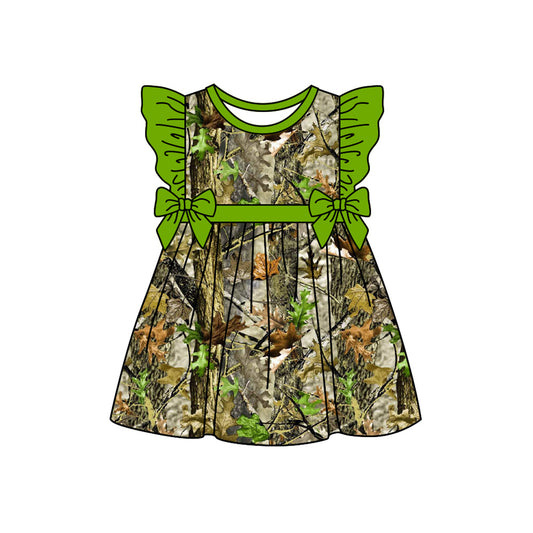 Preorder (moq 5)Baby Girls Real Tree Camouflage Knee Length Dresses