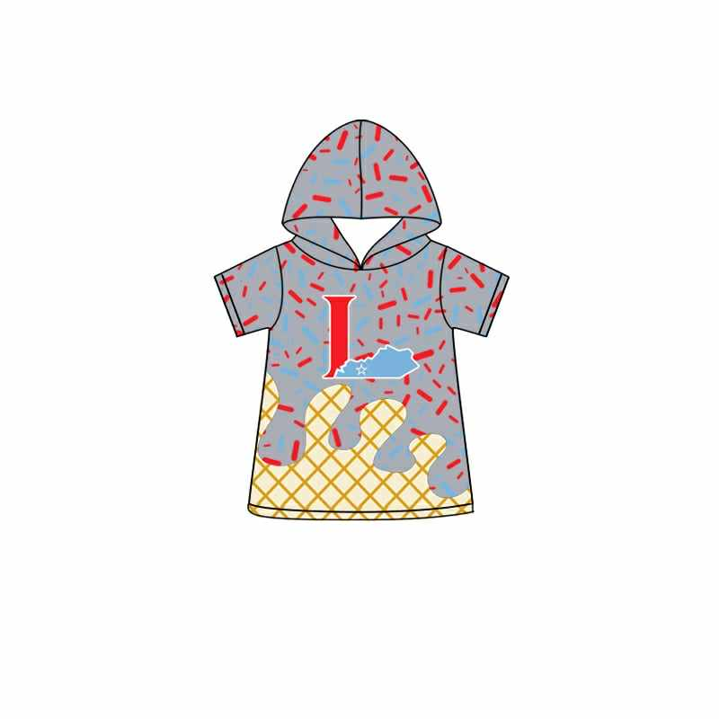 Preorder (moq 5)Baby Boys Grey Short Sleeves L Drip Team Hoodies Top