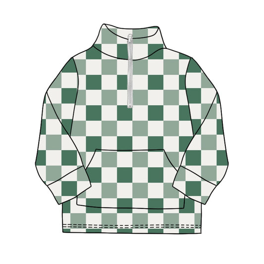 Baby Boys Green Checkered  Zip Tee Shirts Tops preorder(MOQ 5)