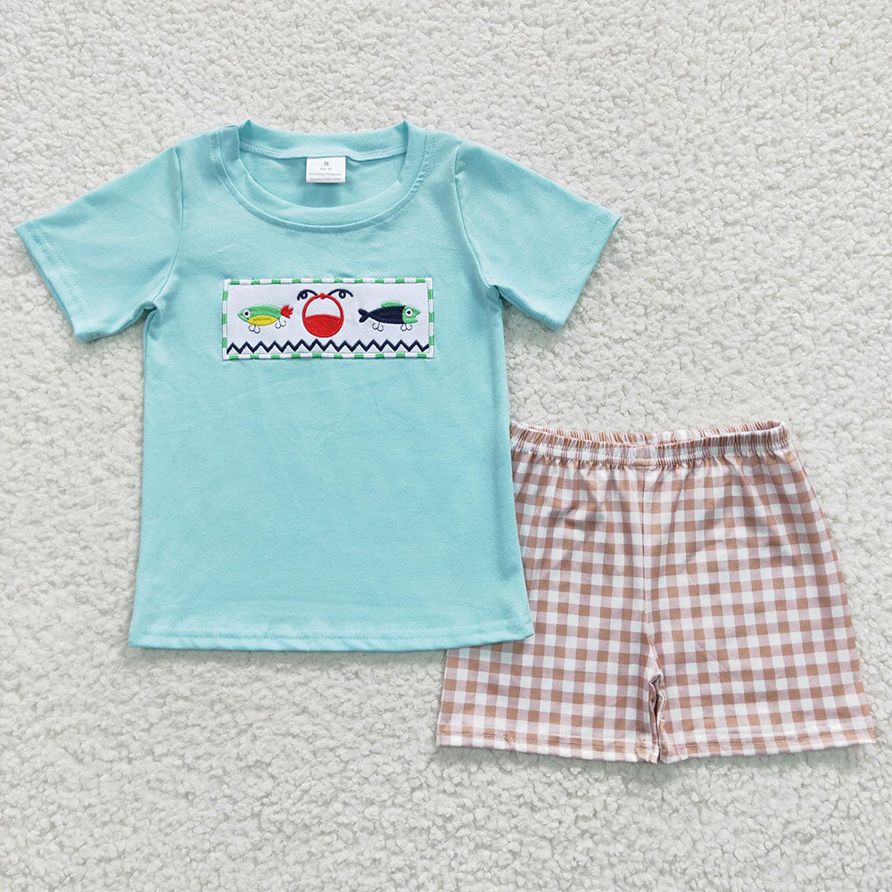 Baby Boys Blue Fish Summer Shorts Sets