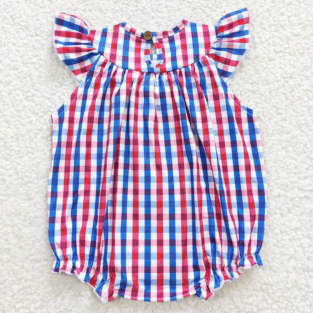 Baby Girls 4th Of July Smocked Gingham Dresses Rompers