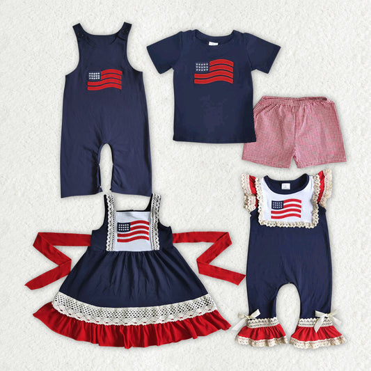 Sibling Baby Girls Boys Fourth of July Rompers Dresses Sets