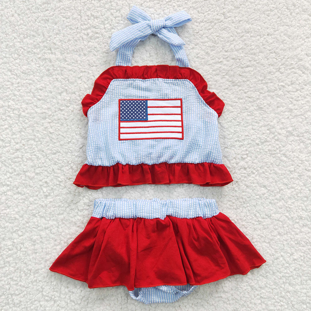 Baby Girls 4th Of July Flag 2 Pieces Swimsuits