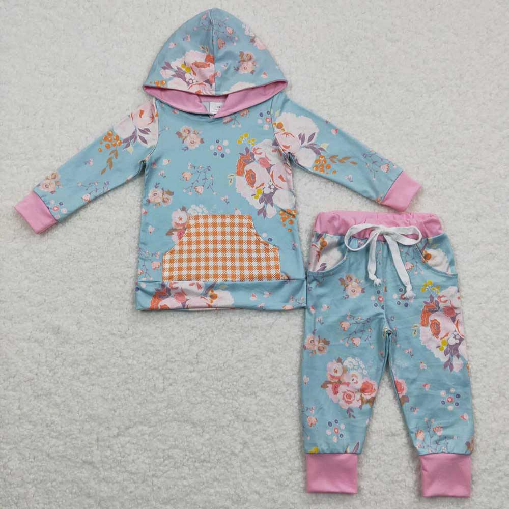 Baby Girls Ruffle Hoodie Floral Pants Clothes Sets