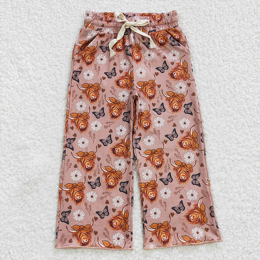 Baby Girls Highland Cow Butterfly Elastic Bottom Pants