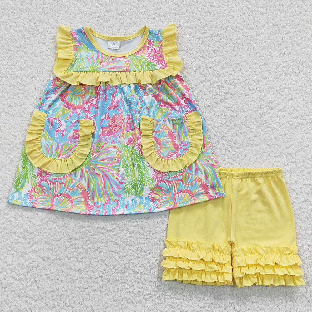 Baby Girls Colorful Floral Summer Shorts Clothes Sets