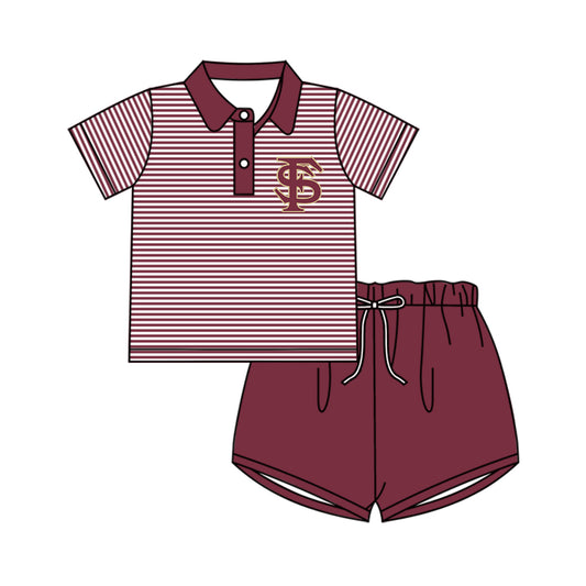 Baby Boys Red Stripes Flo Team Pullovers Top Shorts Clothes Sets Preorder(moq 5)