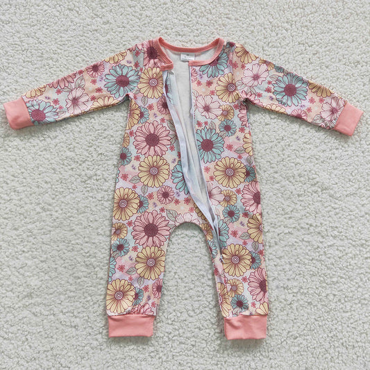 Baby Kids Flowers Zip Rompers