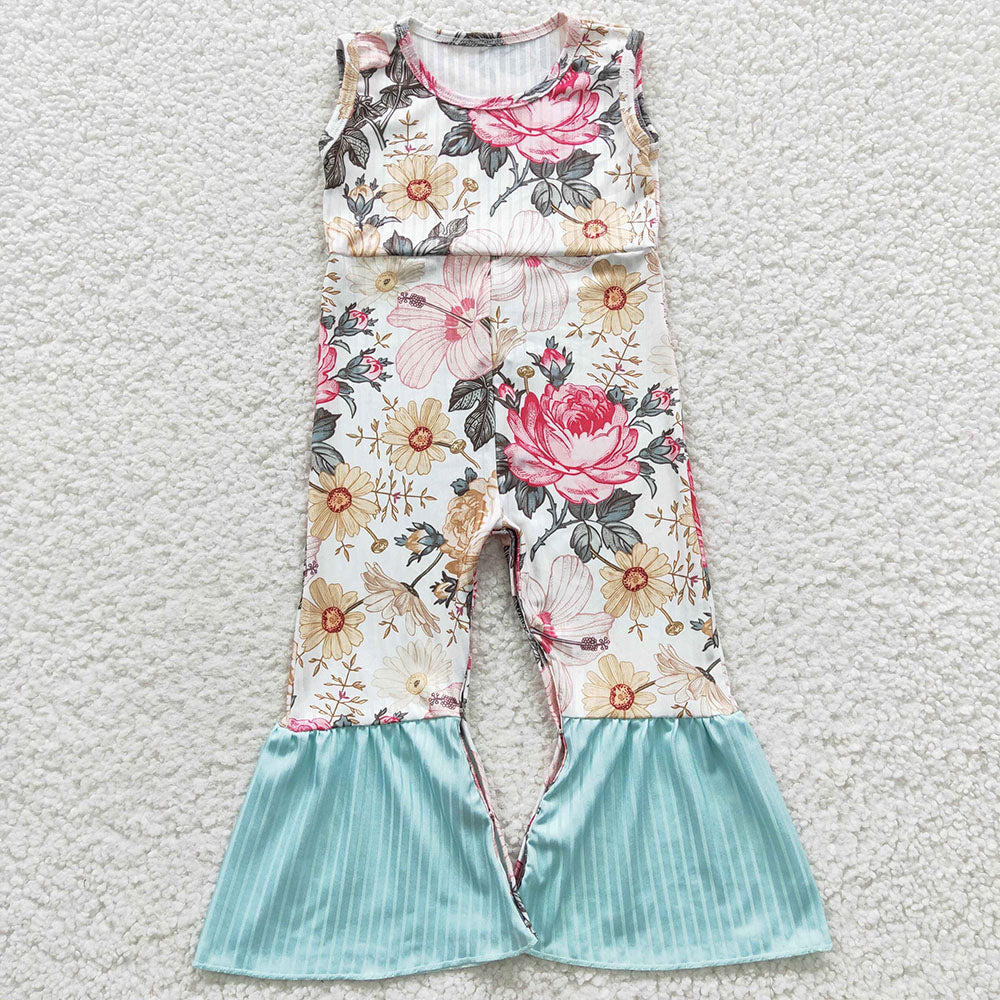 Baby Girls Flowers Bell Bottom Jumpsuits