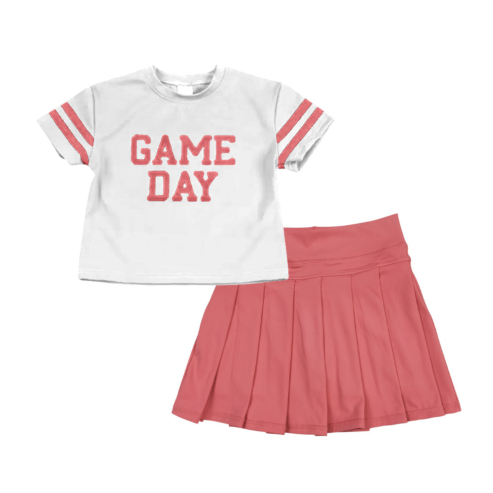 Preorder (moq 5)Baby Girls Coral Game Day Cheer Team Top Yoga Skort Shorts Clothes Sets