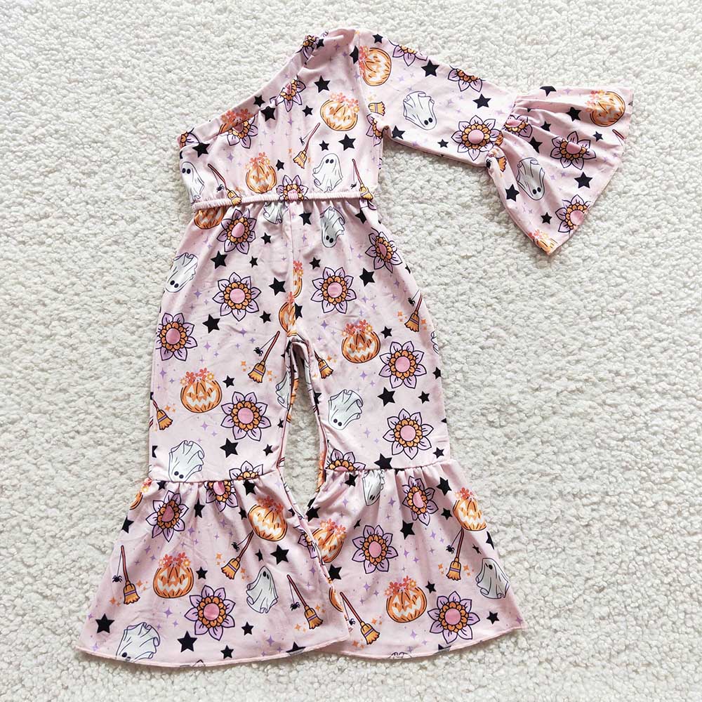 Baby Girls Halloween Pumpkin Bell Bottom Jumpsuits