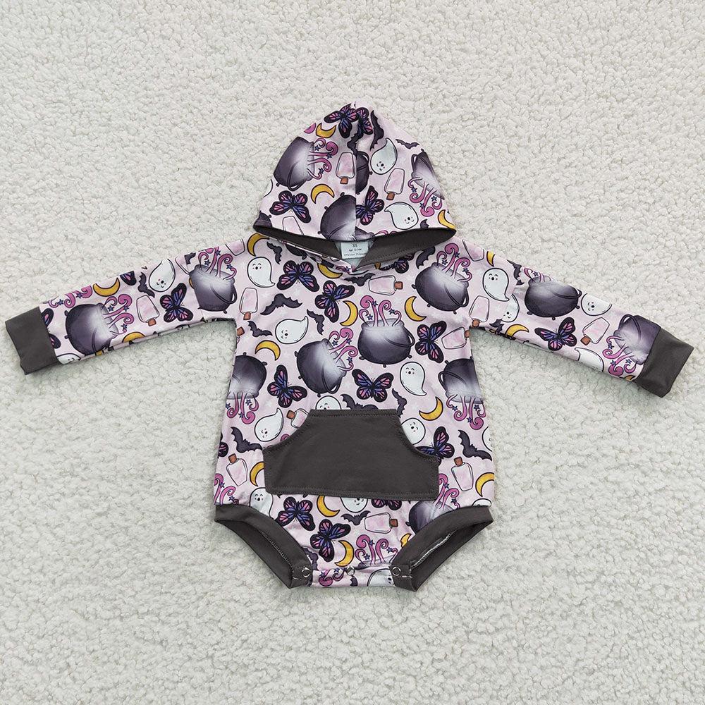 Baby Kids Pink Ghost Hooded Rompers