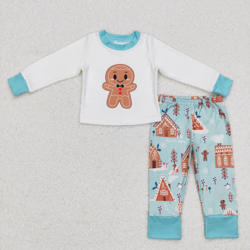 Baby Boys Gingerbread Christmas Top Tree Pants Pajamas Clothing Sets