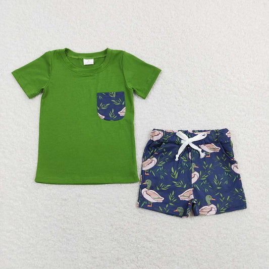 Baby Boys Duck Short Sleeve Pocket Shirt Shorts Clothes Sets