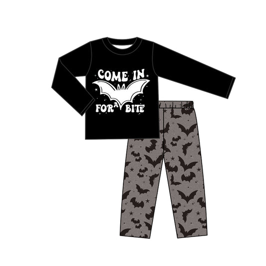 Baby Boys Halloween Bites Long Sleeve Tee Bell Pants Clothes Sets preorder(moq 5)