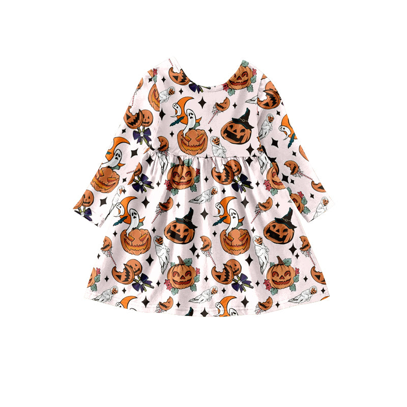 Baby Girls Fashion Pumpkin Ghost A-Line Dresses preorder(moq 5)