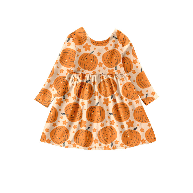 Baby Girls Fashion Pumpkin Flowers A-Line Dresses preorder(moq 5)