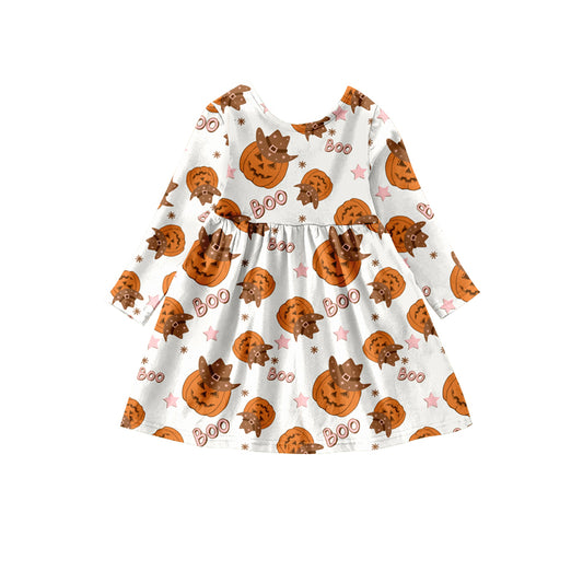 Baby Girls Fashion Pumpkin Boo Dresses preorder(moq 5)