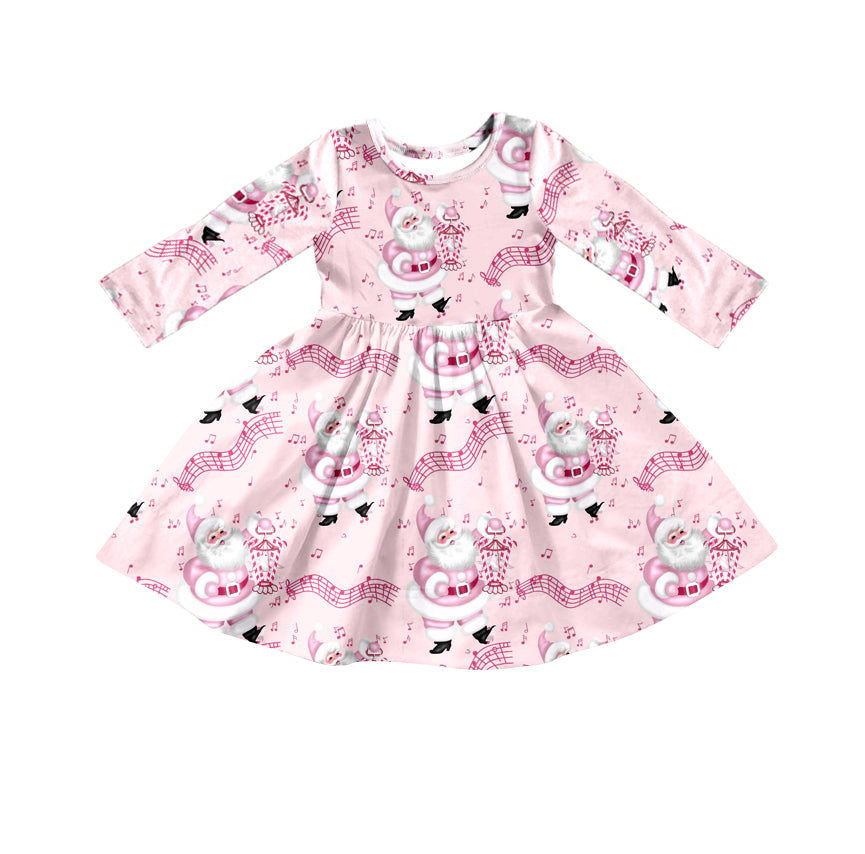 Baby Girls Christmas Pink Santa Twirl Dresses preorder(moq 5)