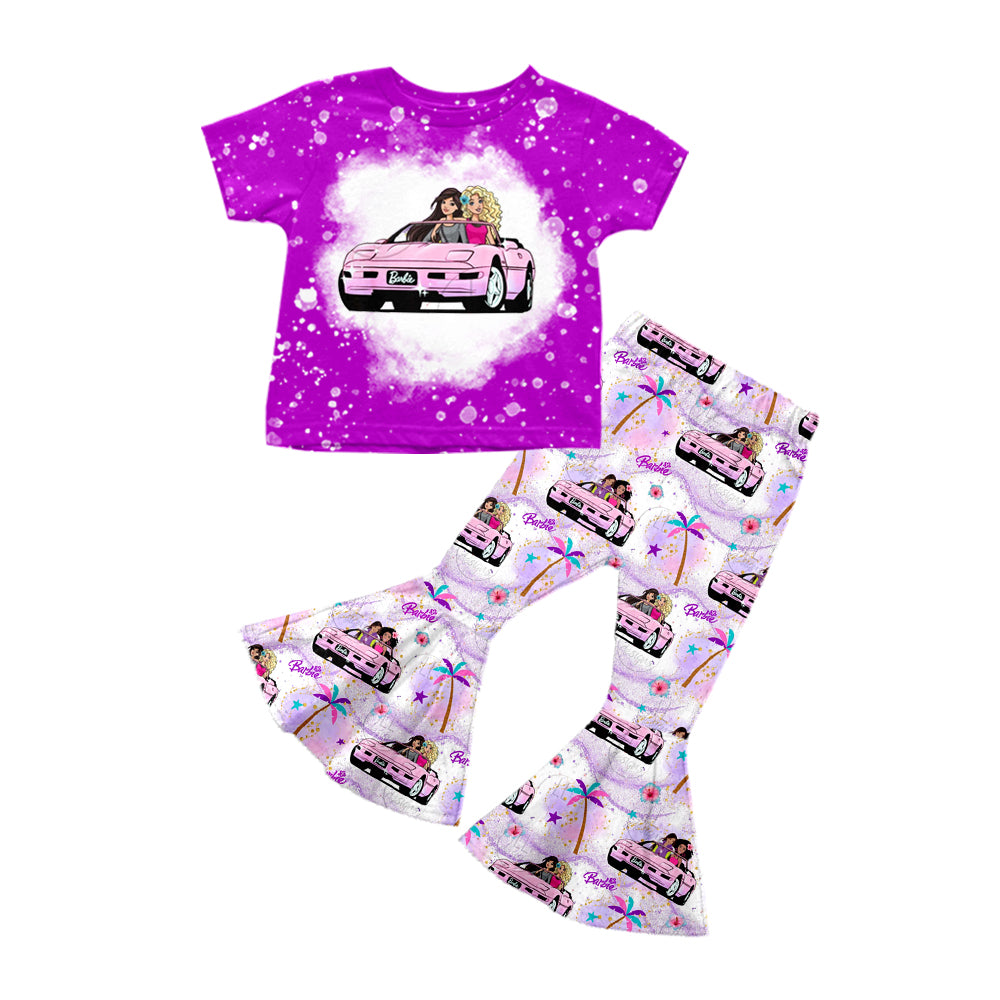 Baby Girls Lavender Car Shirt Bell Pants Clothes Sets preorder(moq 5)