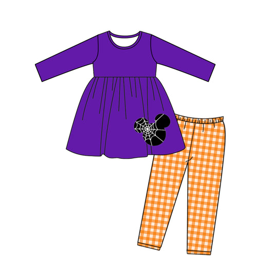 Baby Girls Halloween Cartoon Plaid Pants Clothes Sets preorder(moq 5)