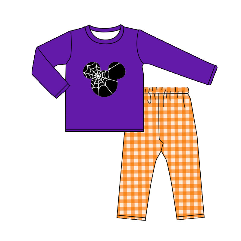 Baby Boys Halloween Cartoon Plaid Pants Clothes Sets preorder(moq 5)