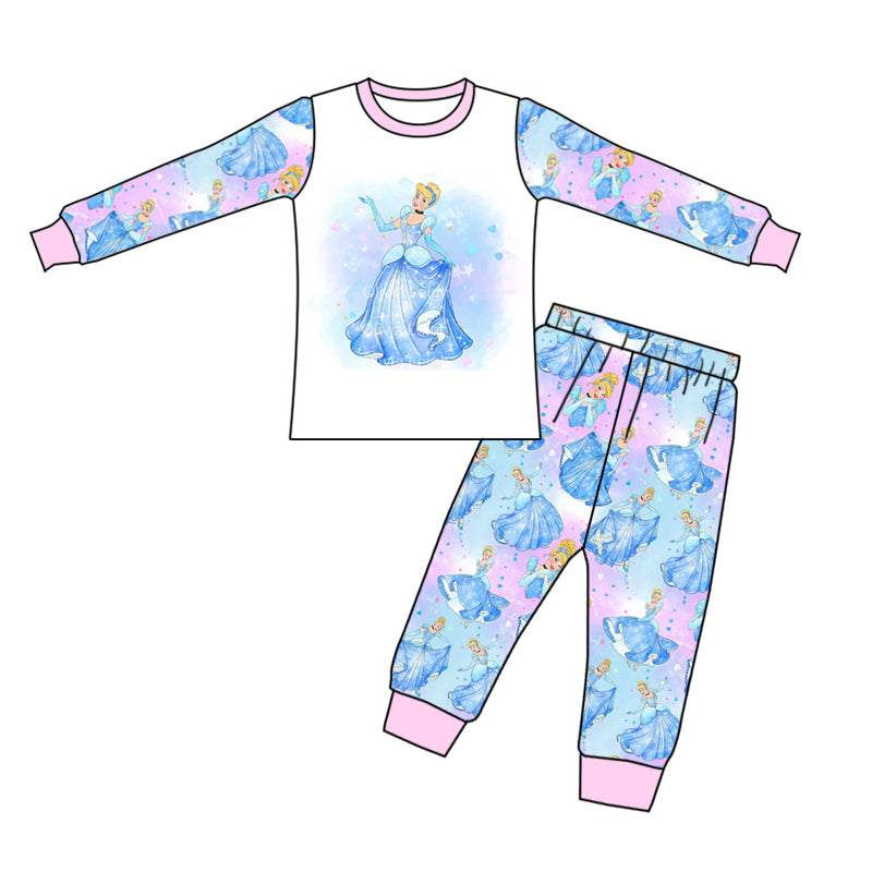 Baby Girls Princess 3 Cartoon Pants Pajamas Clothes Sets preorder(moq 5)