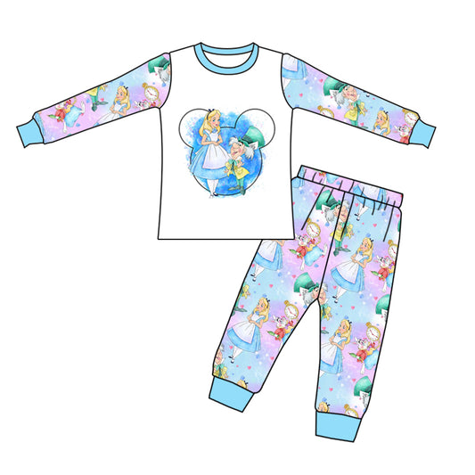 Baby Girls Princess 2 Cartoon Pants Pajamas Clothes Sets preorder(moq 5)