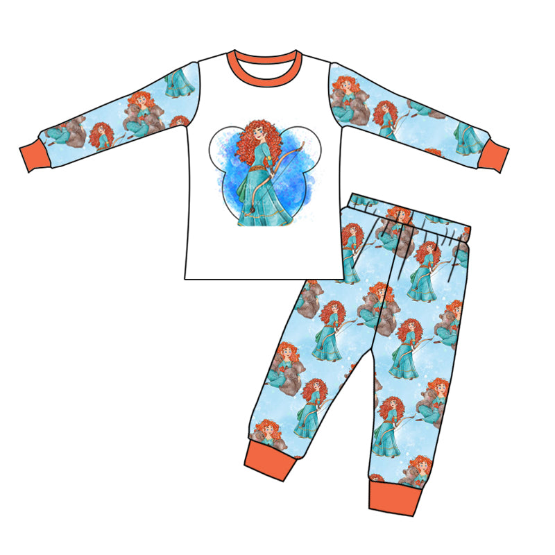 Baby Girls Princess 1 Cartoon Pants Pajamas Clothes Sets preorder(moq 5)