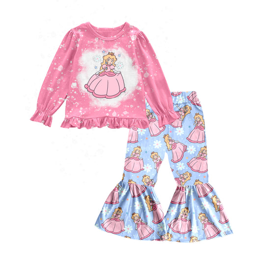 Baby Girls Pink Princess Shirt Bell Pants Clothes Sets preorder(moq 5)