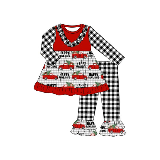 Baby Girls Christmas Dog Tunic Ruffle Pants Clothes Sets preorder(moq 5)