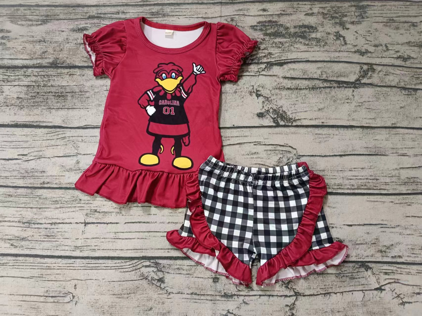 Baby Girls Red Bird Team Short Sleeve Tee Shirt Clothes Preorder(moq 5)