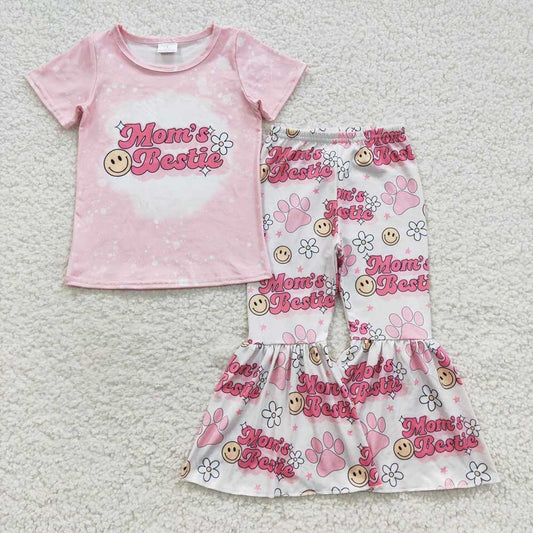 Baby Girls Mama's Bestie Flowers Bell Pants Clothes Sets