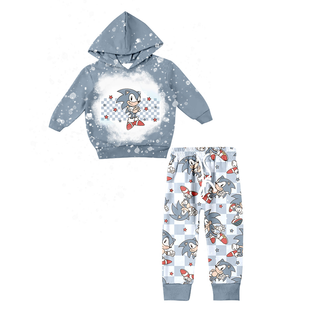 Baby Boys Hoodie Cartoon Plaid Pajamas Clothes Sets preorder(moq 5)