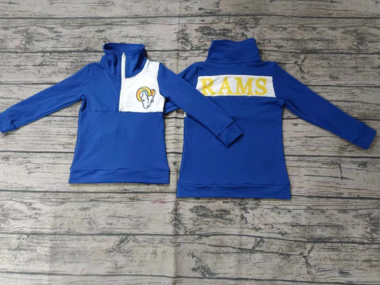 Baby Boys Team Rams Blue Pullover Shirt Zip Tee Shirts preorder(moq 5)