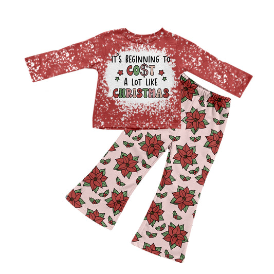 Baby Girls Christmas Shirt Flowers Pants Clothes Sets preorder(moq 5)