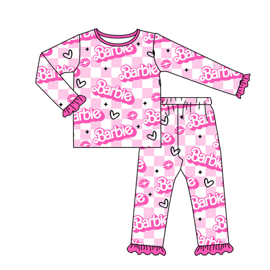 Baby Girls Pink Doll Top Pants Pajamas Clothes Sets preorder(moq 5)