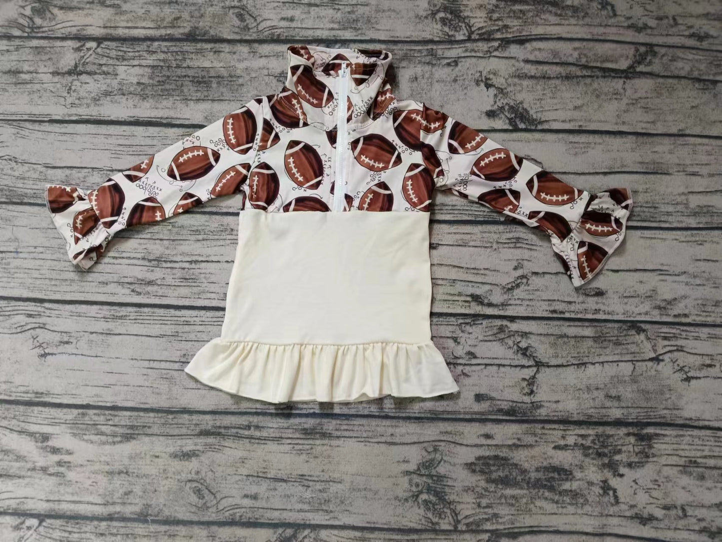 Baby Girls Football Tee Top Zip Pullovers Preorder(moq 5)