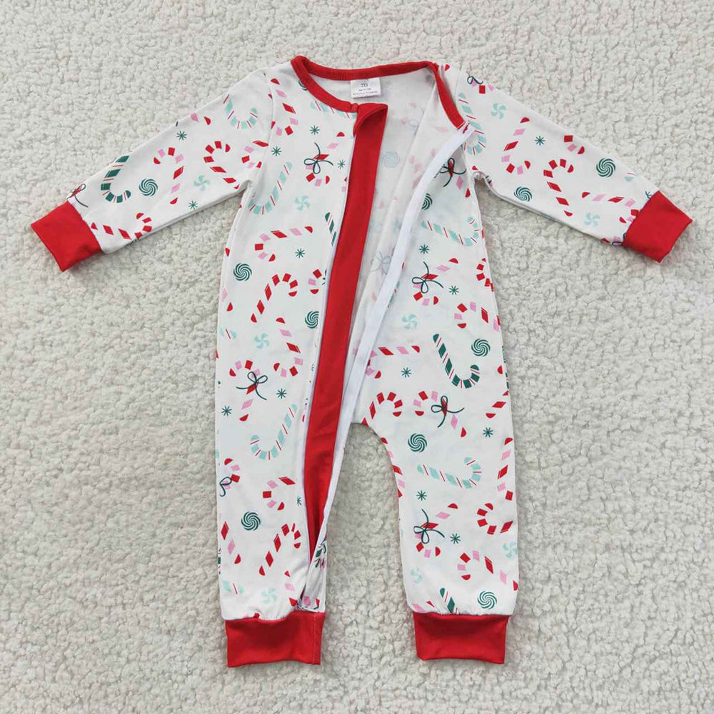 Baby Boys Candy Cane Christmas Rompers